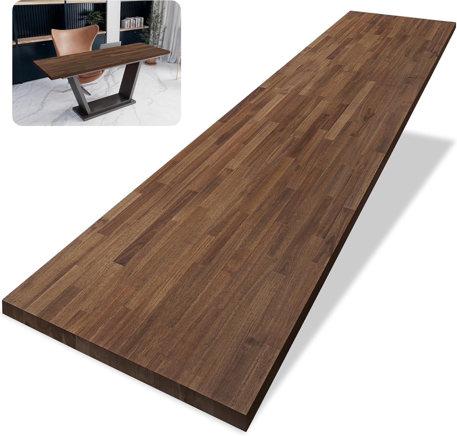 Solid Wood Table Top for Standing Desk, Dark Walnut Finish