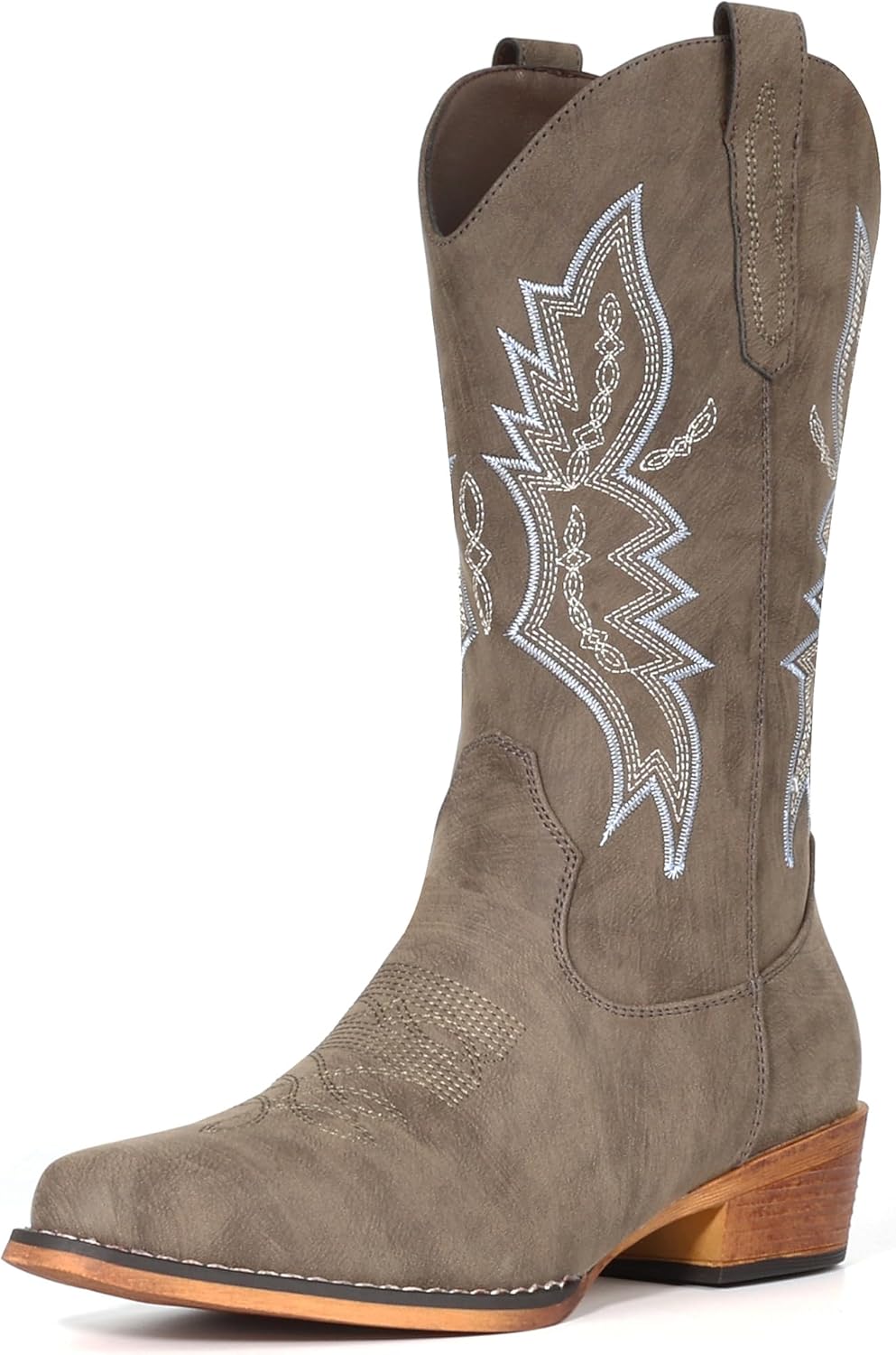 IUV Cowboy Boots For Women - Stylish Mid Calf Cowgirl Boots