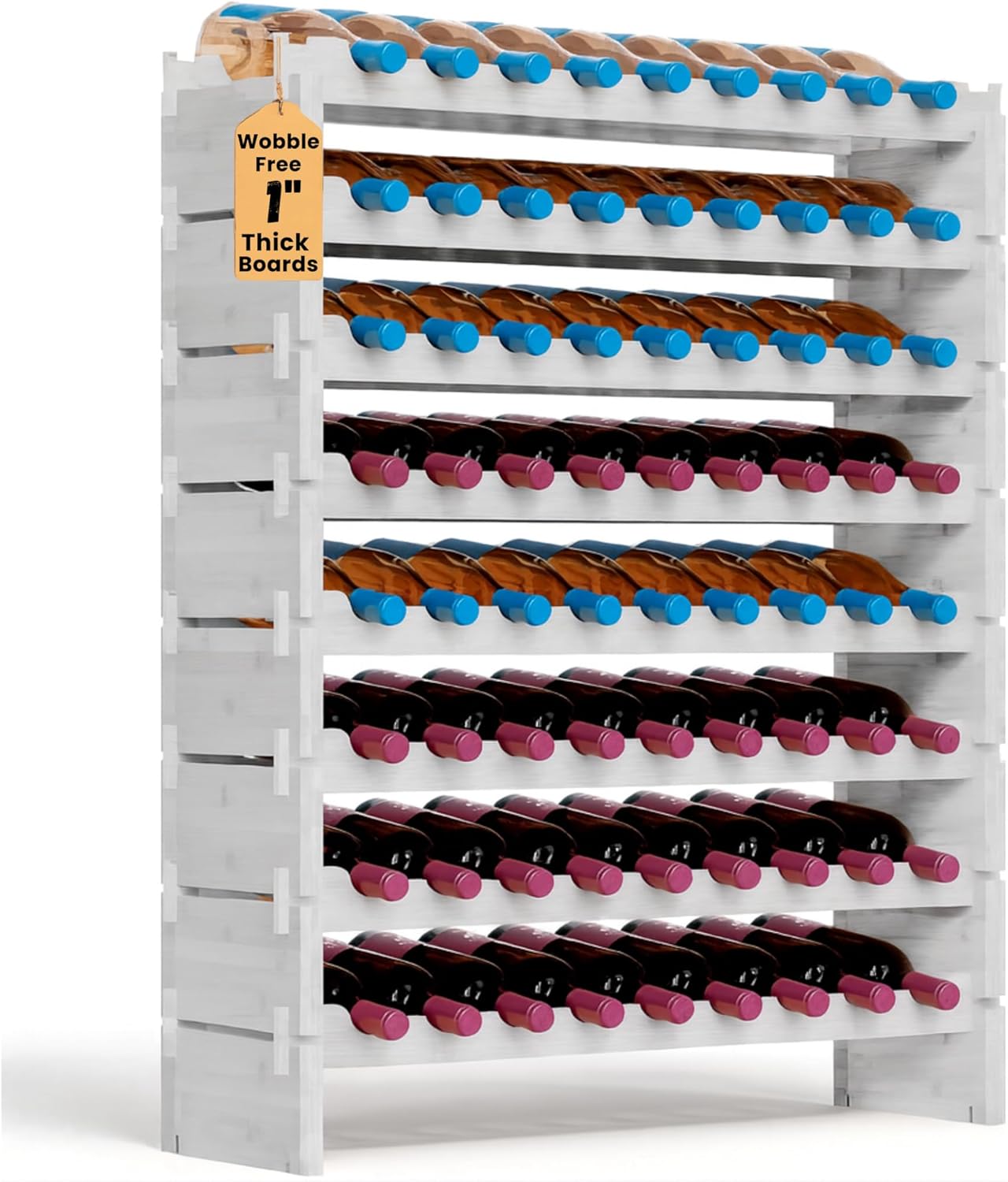 NutriChef 72 Bottle Wine Rack - Stylish Bamboo Modular Design