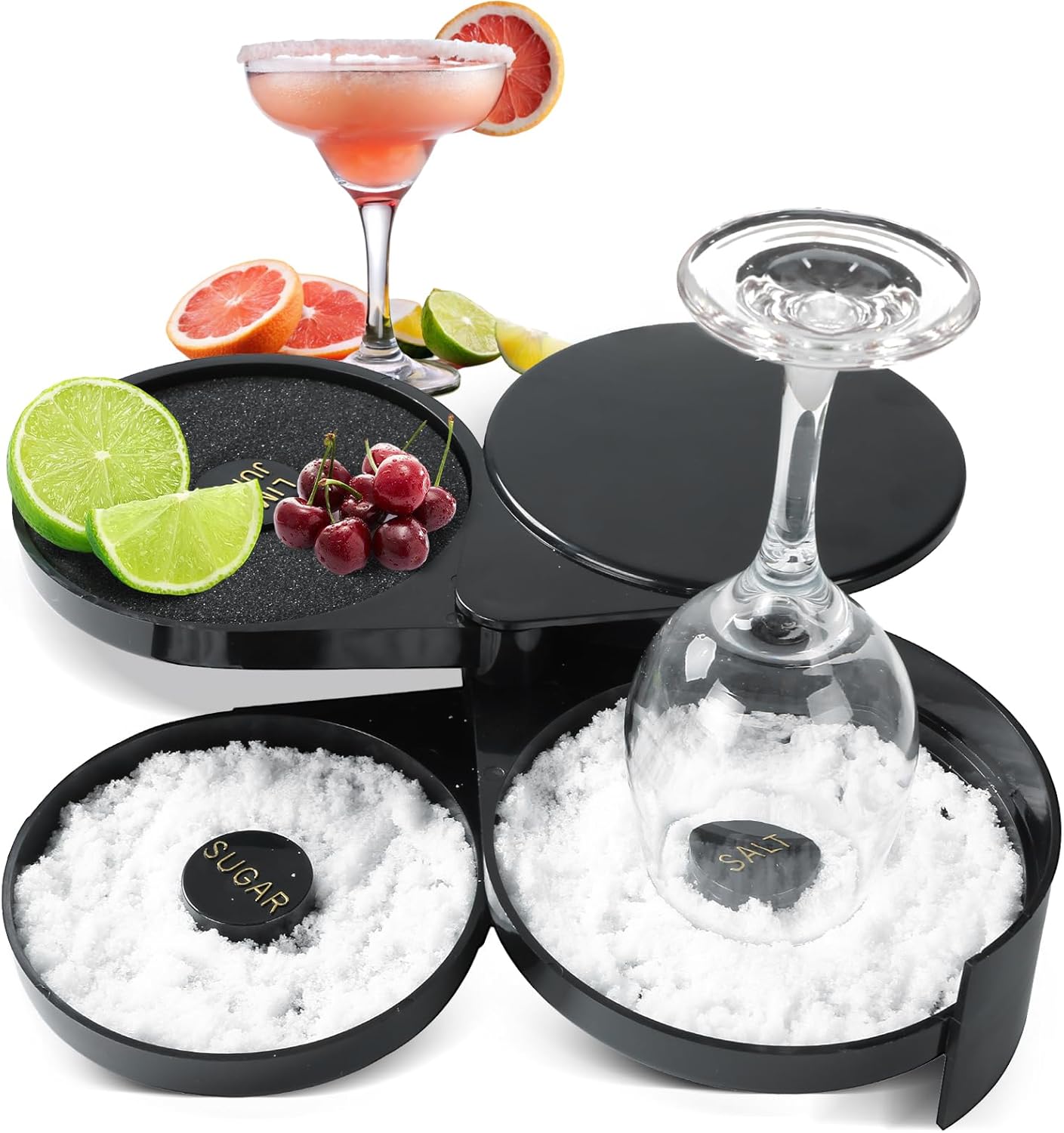 3-Tier Glass Rimmer | Swing-Out Trays & Sponge | Cocktail Essential