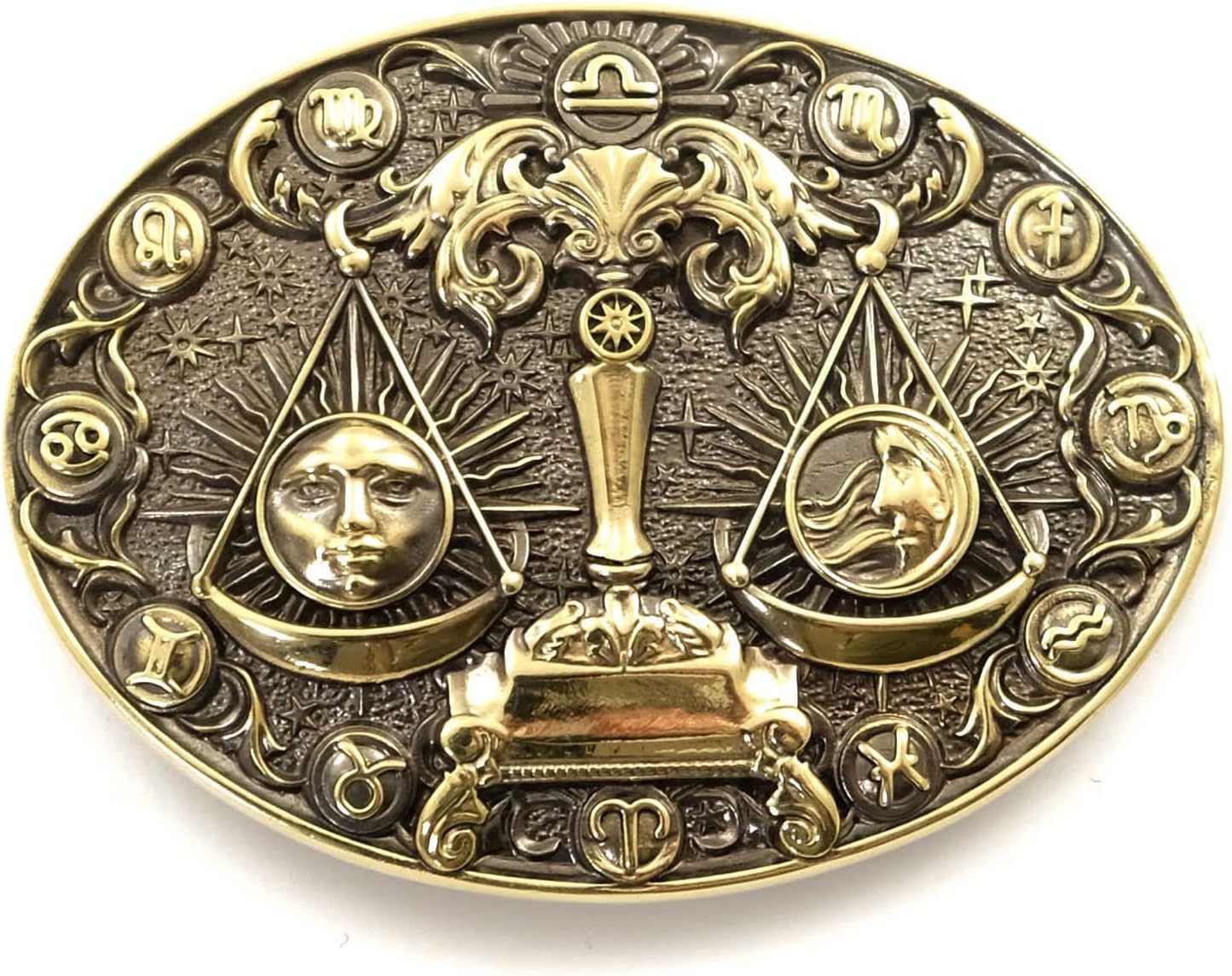 Libra Belt Buckle - Solid Brass Zodiac Sign Accessory for All
