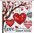 Waterproof Valentines Love Tree Shower Curtain Set - 12 Hooks Included