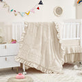 3-Piece Tufted Ruffle Crib Bedding Set for Girls - Ultra Soft Beige