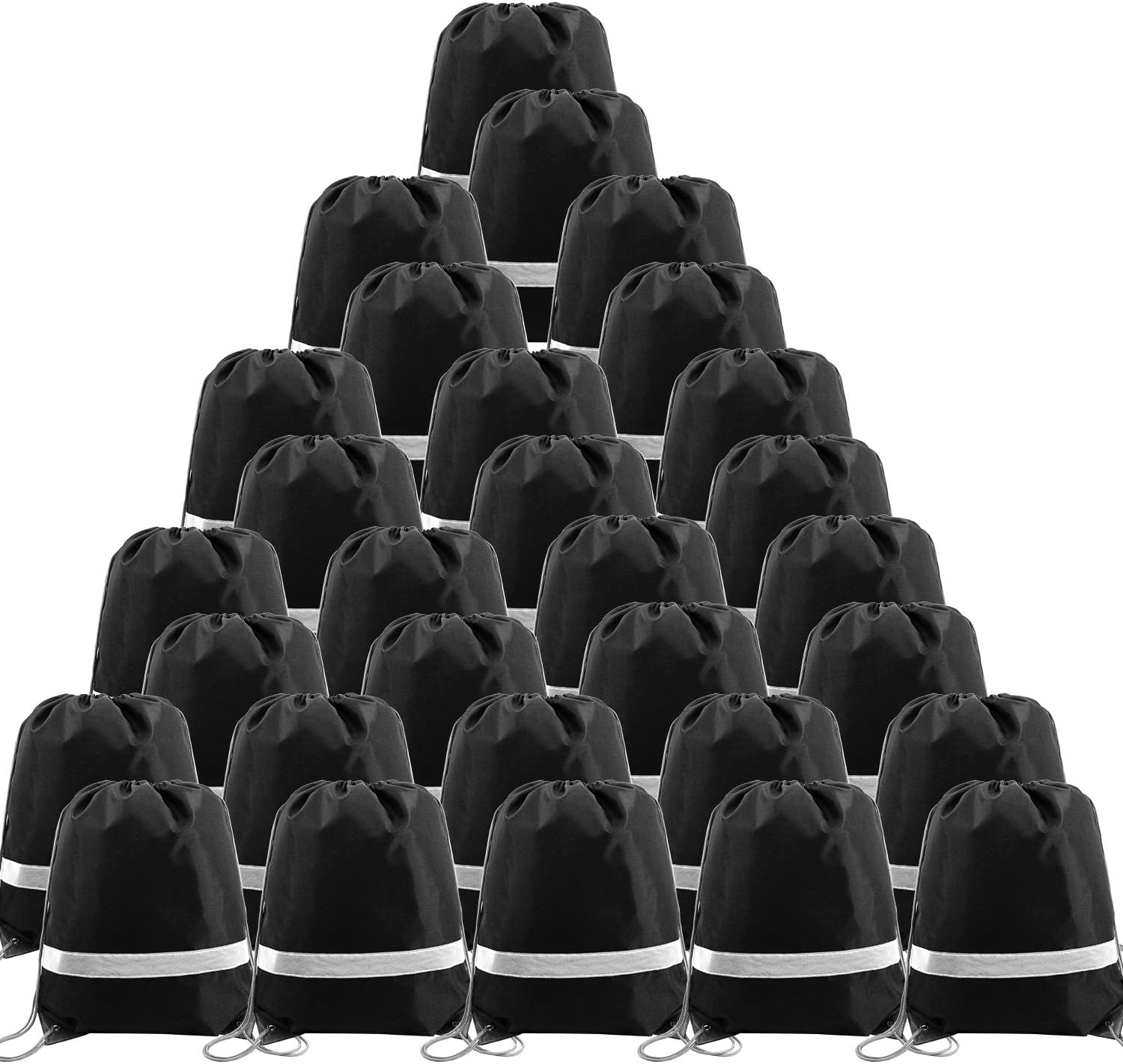 BeeGreen 30 Pieces Black Drawstring Backpacks for DIY Projects