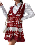 Zeagoo Womens Sweater Vest Dress in Knit V Neck with Pockets