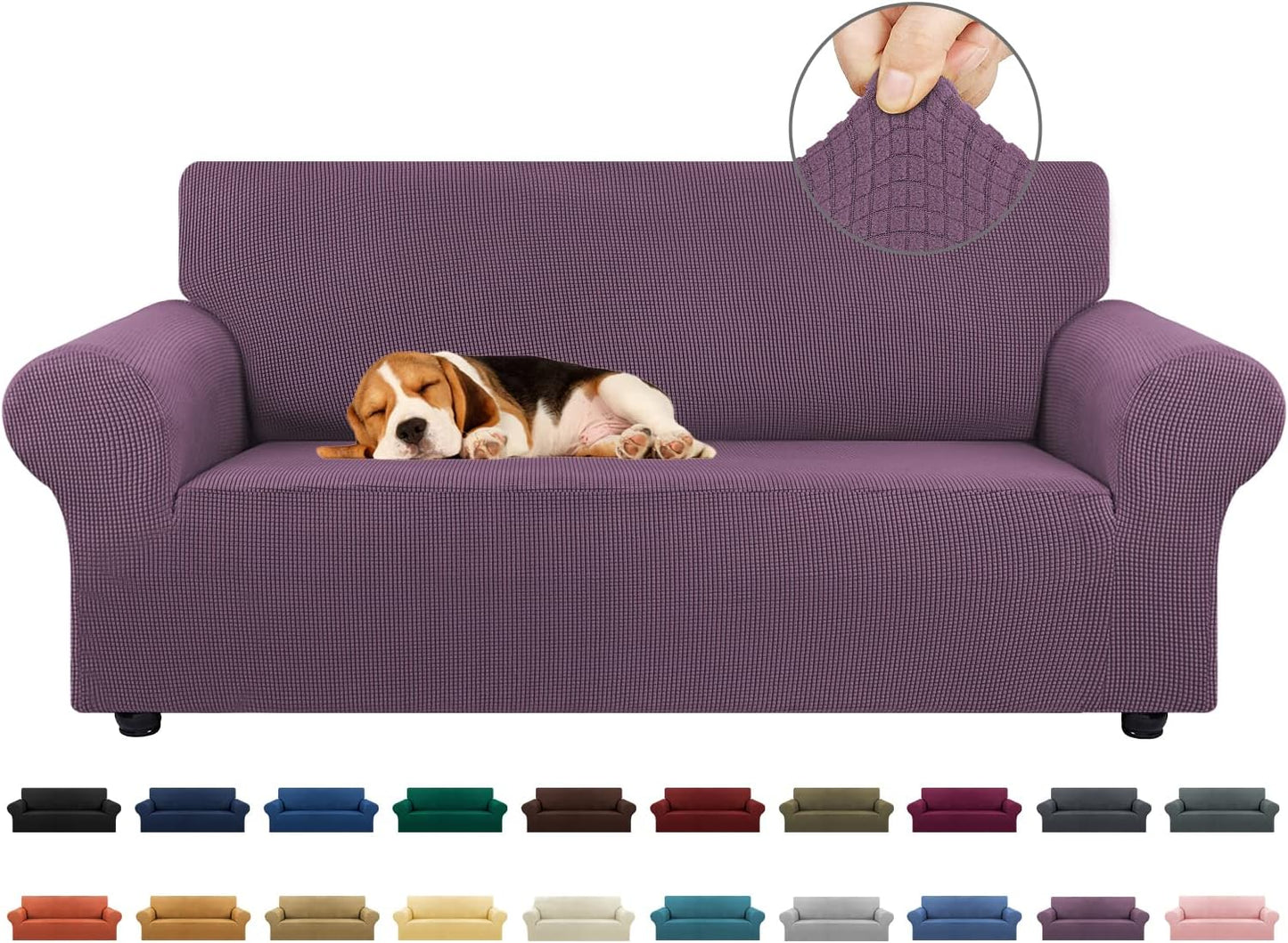 KEKUOU Stretch Loveseat Sofa Cover for 2 Cushion Couch 55-78 in