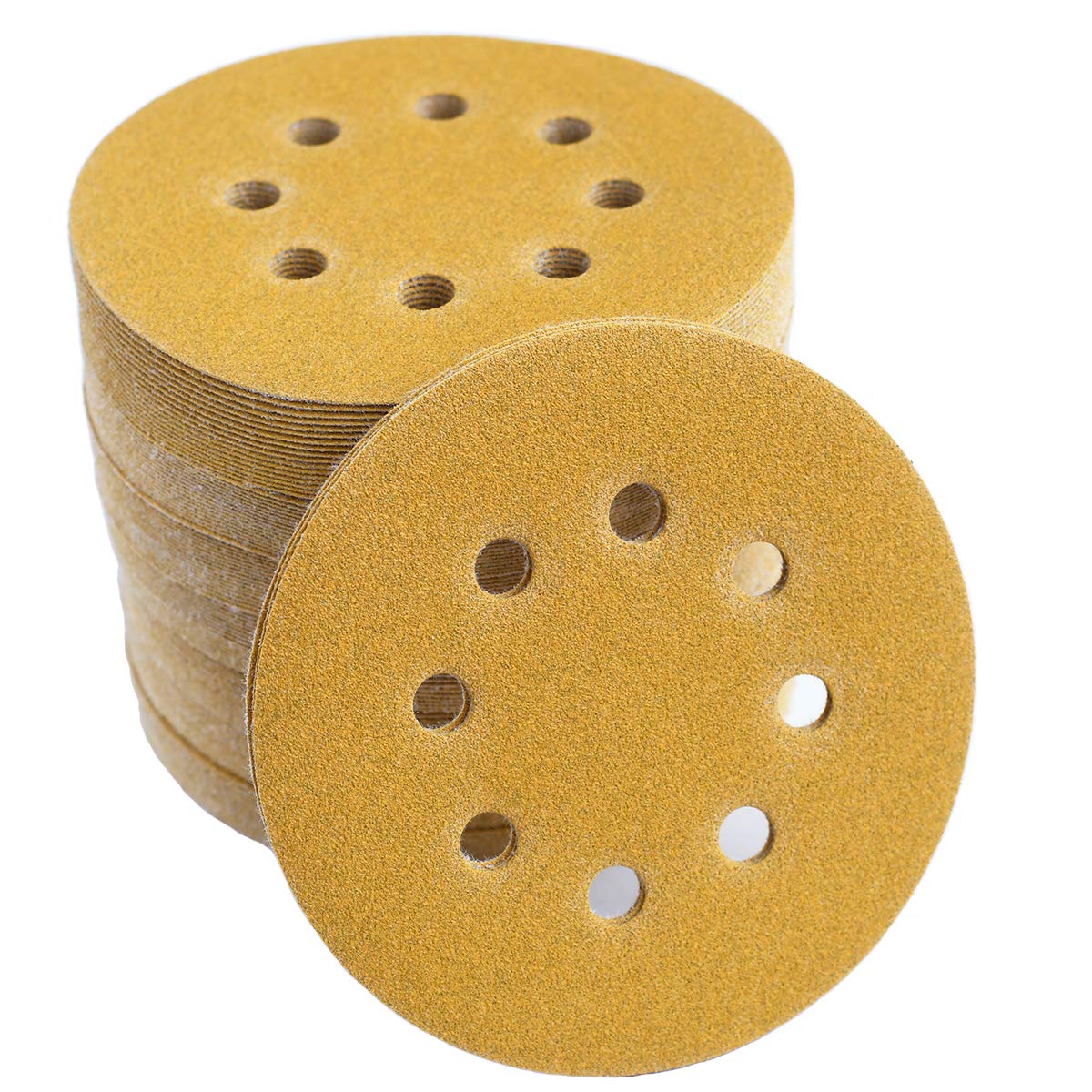Aiyard 5 8-Hole 120-Grit Sanding Discs, 100-Pack