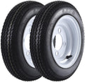 4.80-8 Trailer Tires with 8ft White Rims - Durable 6PR Set of 2