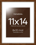 Homeforia 11x14 Brown Picture Frame with 8x10 Mat - Dark Oak Finish
