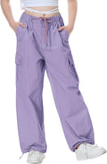 Rolanko Parachute Pants for Girls Y2K Cargo Trousers - Comfortable leg
