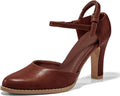 Chunky High Heels Pointed Toe Ankle Strap Pumps - Retro Stable 3.5in