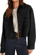 Women's Faux Suede Cropped Jacket - Lightweight Fall to Winter Style