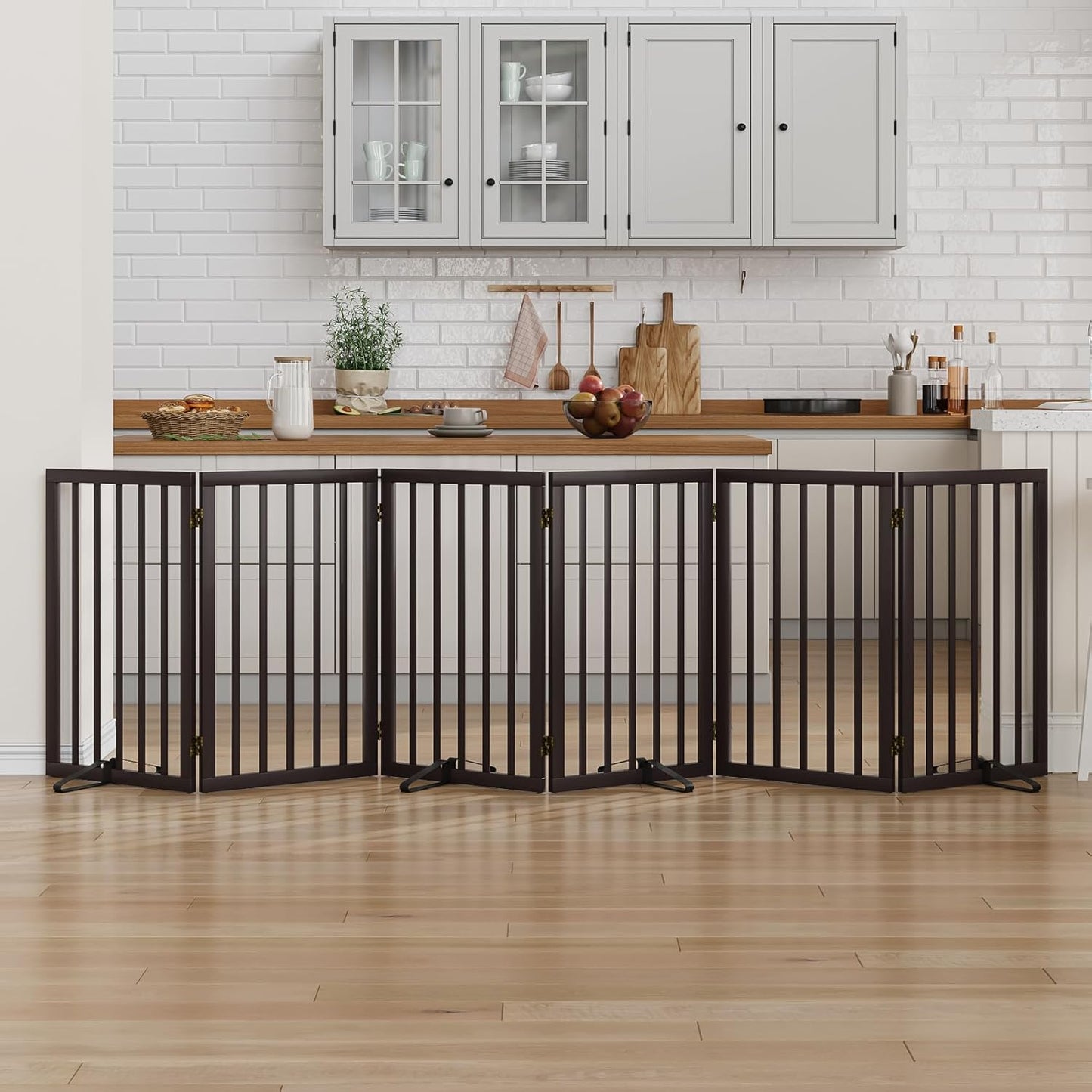 Freestanding Dog Gate for Doorways 32 in Tall and Versatile