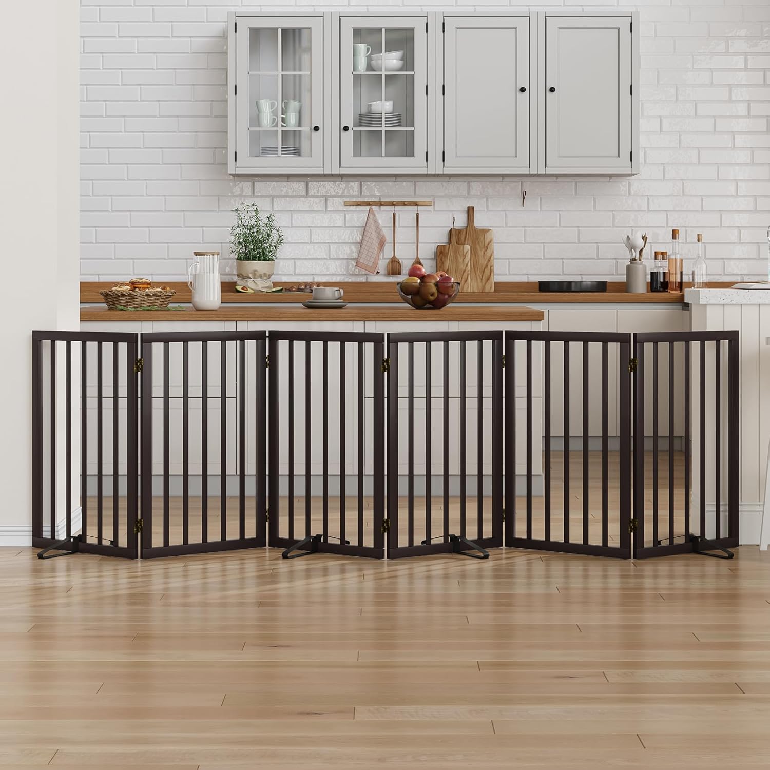 Freestanding Dog Gate for Doorways 32 in Tall and Versatile