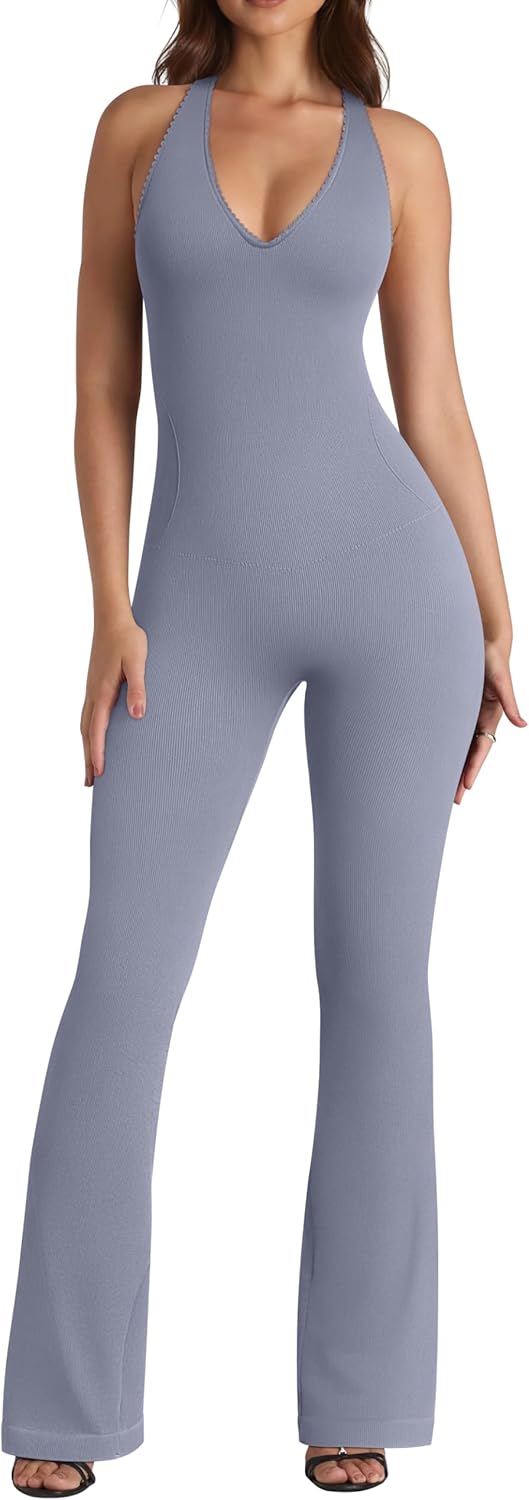 OQQ Jumpsuits for Women with Halterneck and Lace Trim Design
