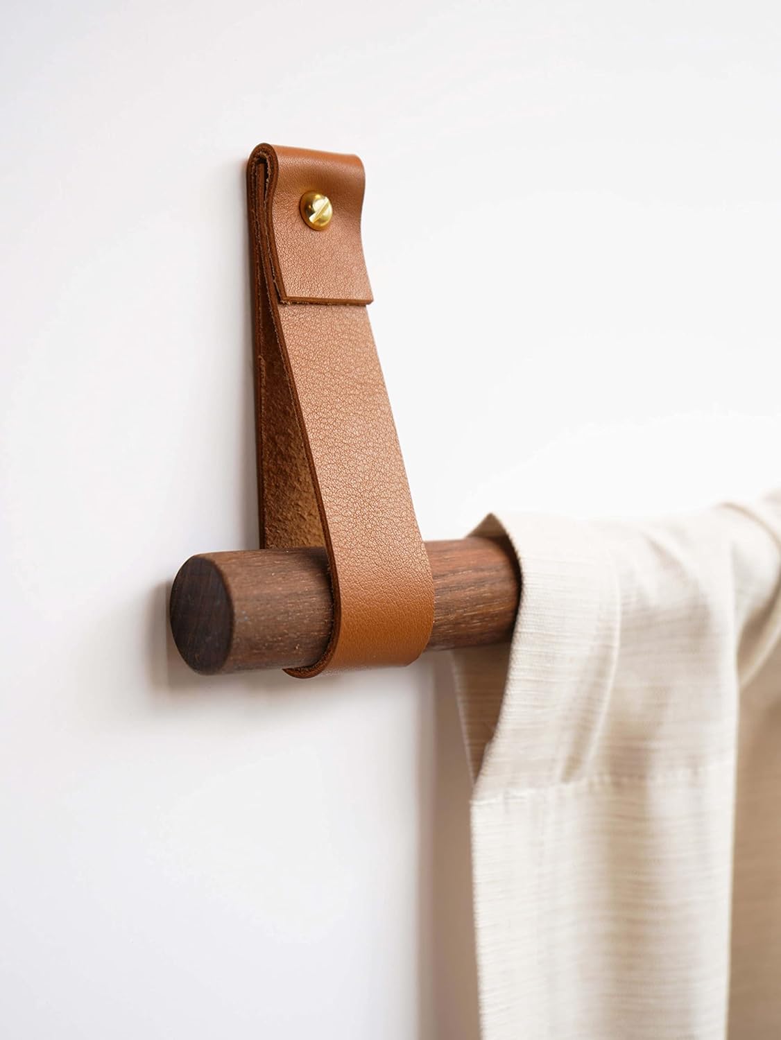 Boho Style Leather Curtain Rod Holders - 2 PK