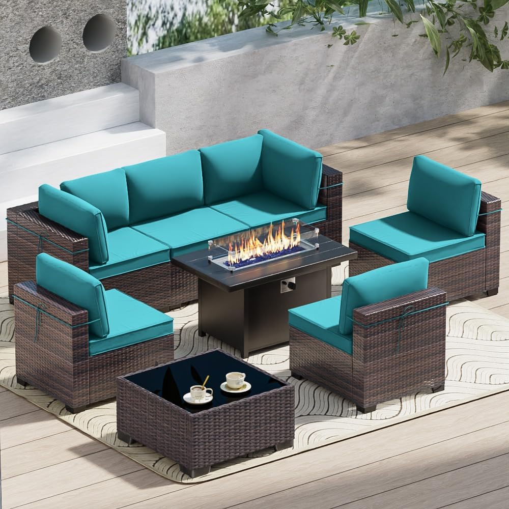 Outdoor Terrace Furniture Set with 43 inch Fire Pit for Comfort