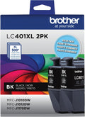 Brother LC401XL 2PK High Yield Black Ink Cartridges - Reliable Prints