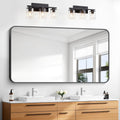 30x55 in Bathroom Mirror Black Rectangle Mirror - Rounded Corner Style