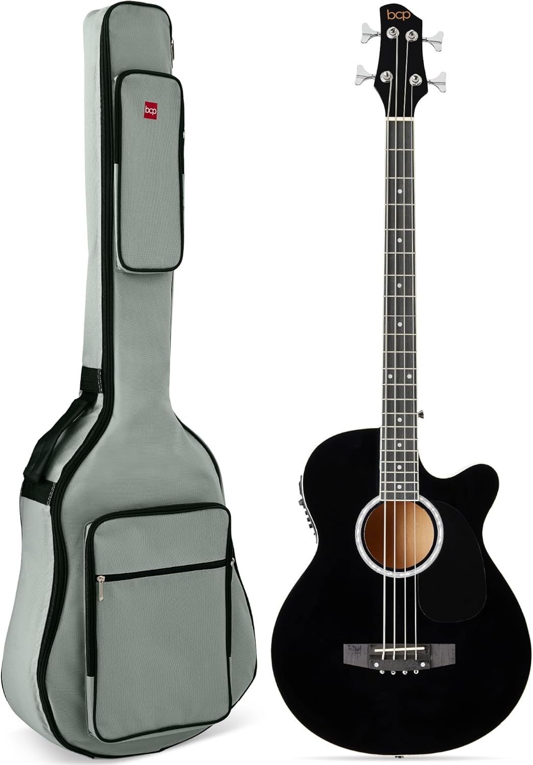Full Size Acoustic Electric Bass Guitar - Black