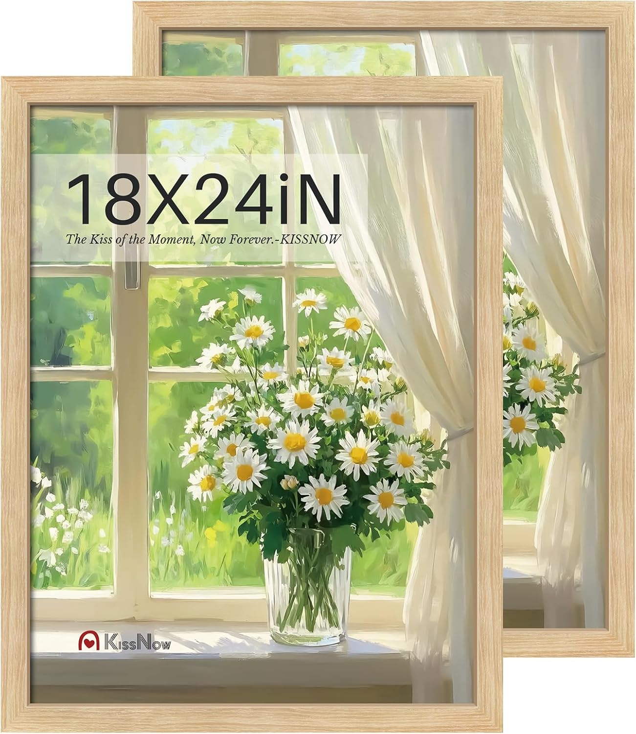 Natural Oak Wood 18x24 Poster Frame Set of 2 for Wall Hanging