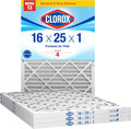 Clorox 16x25x1 Air Filter MERV 13 Pleated HVAC Filters - 4 Pack
