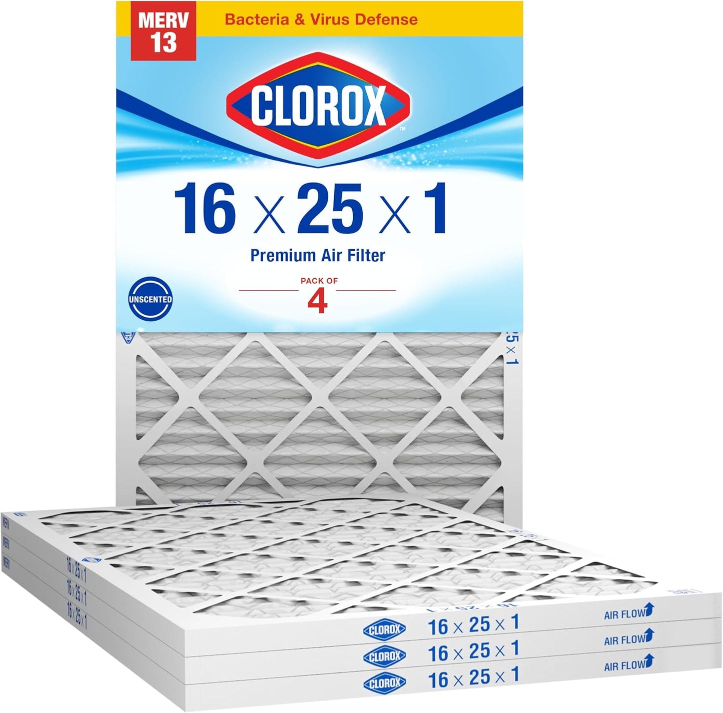 Clorox 16x25x1 Air Filter MERV 13 for Cleaner Indoor Air