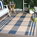 Courtyard 4 ft x 5 ft7 in Beige & Blue Plaid Rug - Indoor/Outdoor