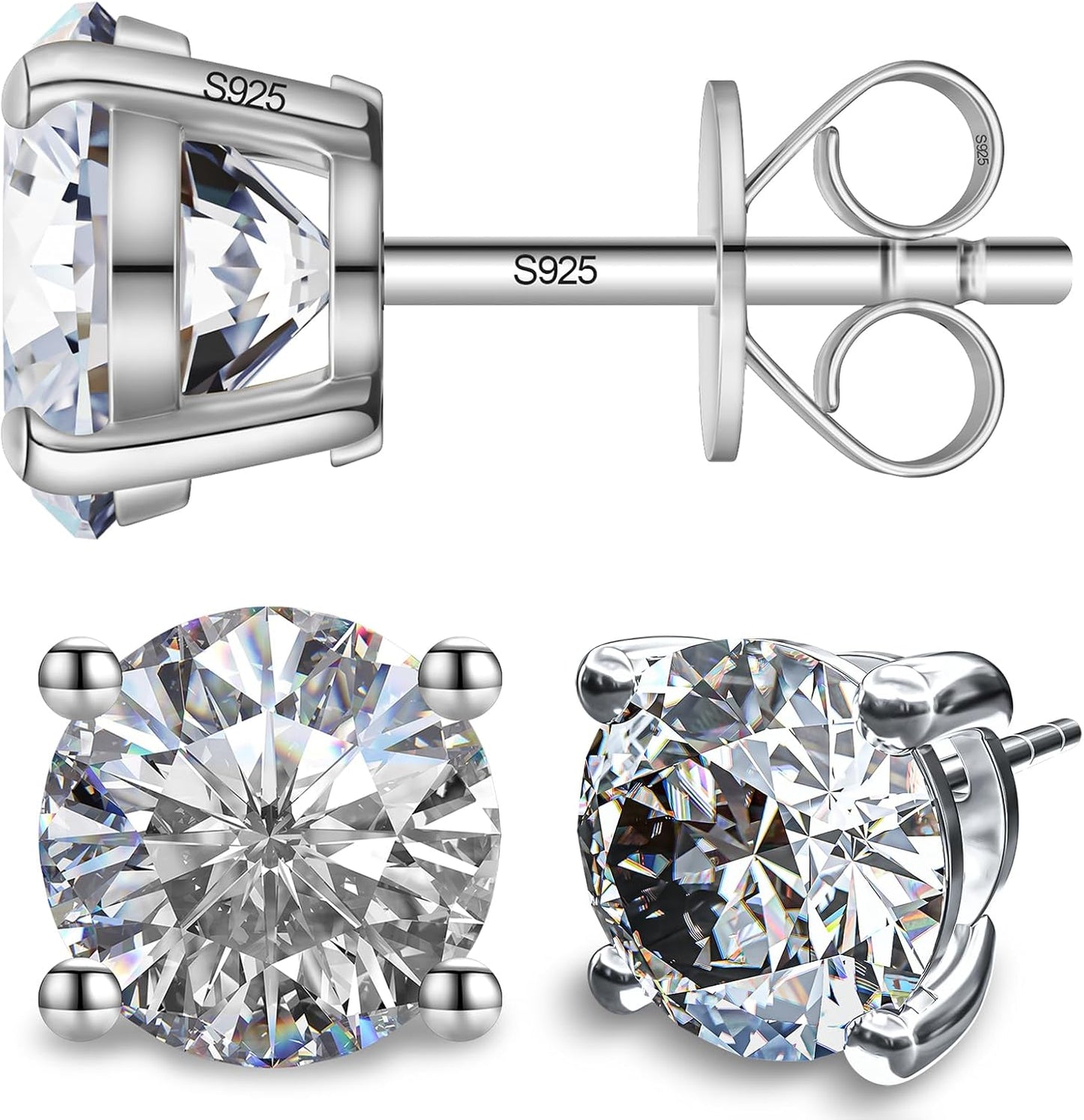 Moissanite Earrings in 18K White Gold Plated Sterling Silver