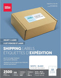 White Laser Shipping Labels 2in x 4in - Pack of 2500, Easy Formatting