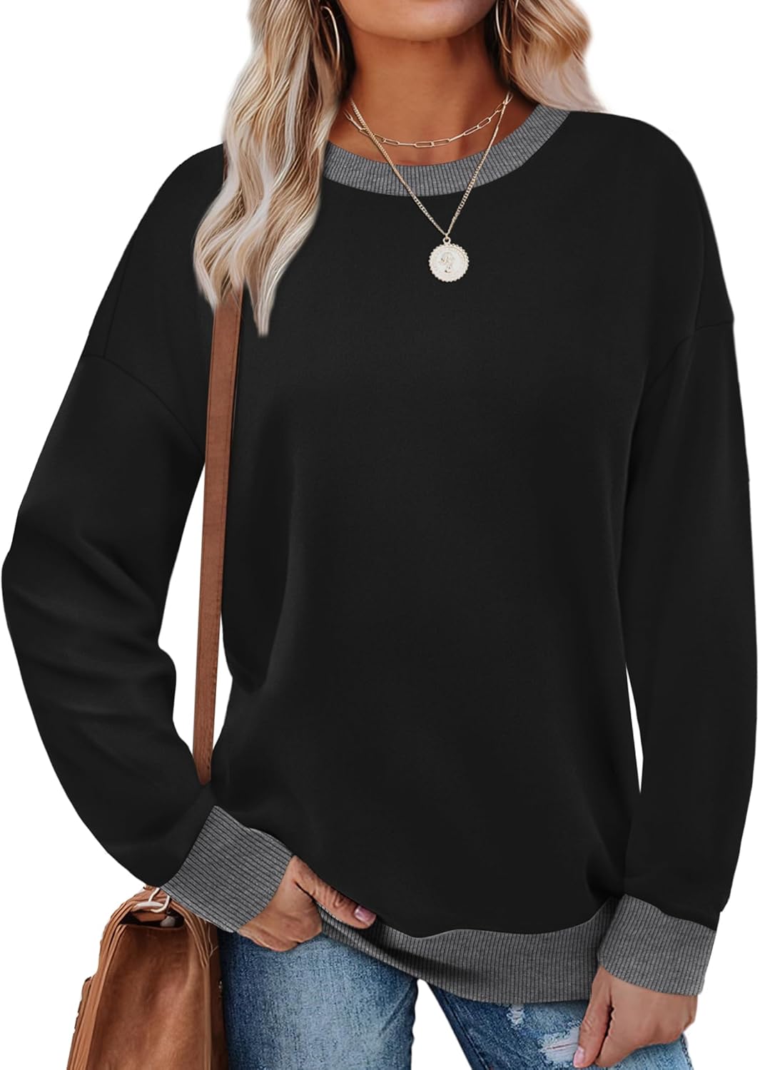 Saloogoe 2024 Color Block Sweatshirt: Stylish & Comfortable