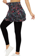 WOWENY Tennis Skirted Leggings with Pockets for Women
