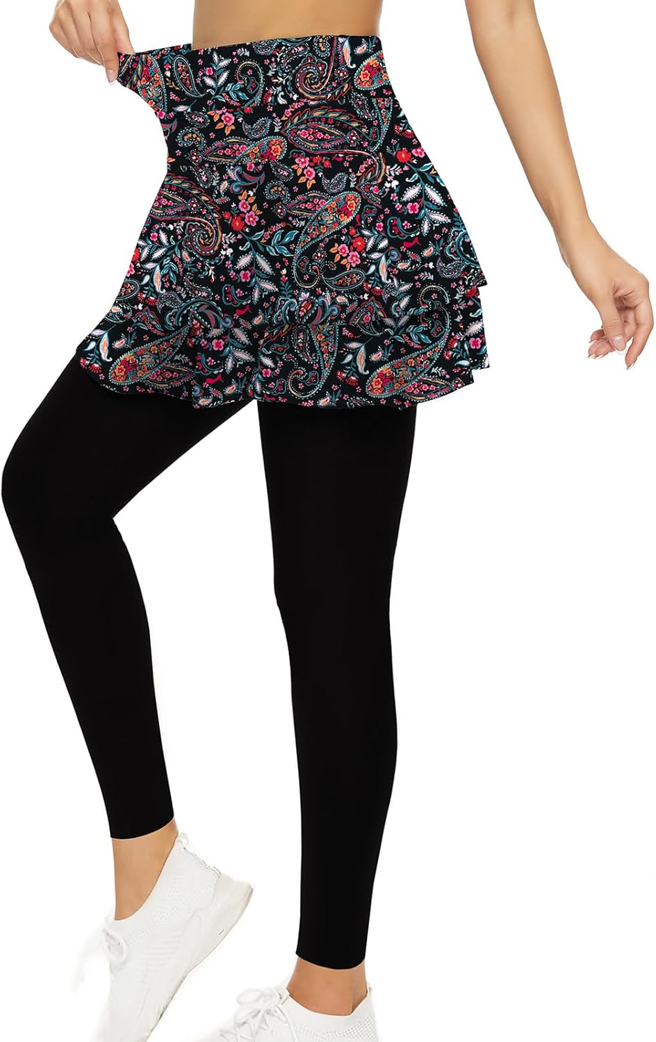 WOWENY Tennis Skirted Leggings with Pockets for Women