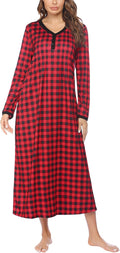 Ekouaer Long Sleeve Nightgown Full Length Sleepshirt - Cozy Calm