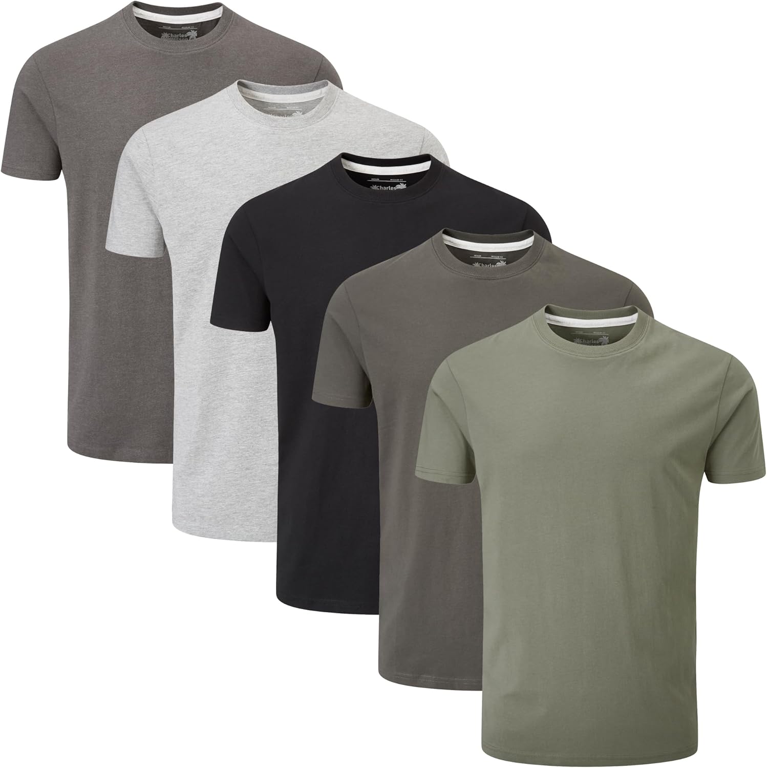 Charles Wilson Men's 5 Pack Crew Neck T-Shirt for Everyday Wear