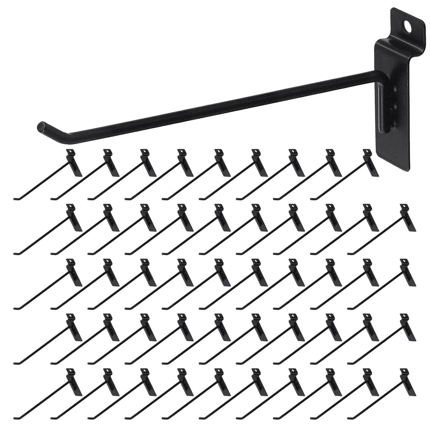 Slatwall Hooks 50 PCS 8 Inch Black - Heavy Duty Panel Accessories