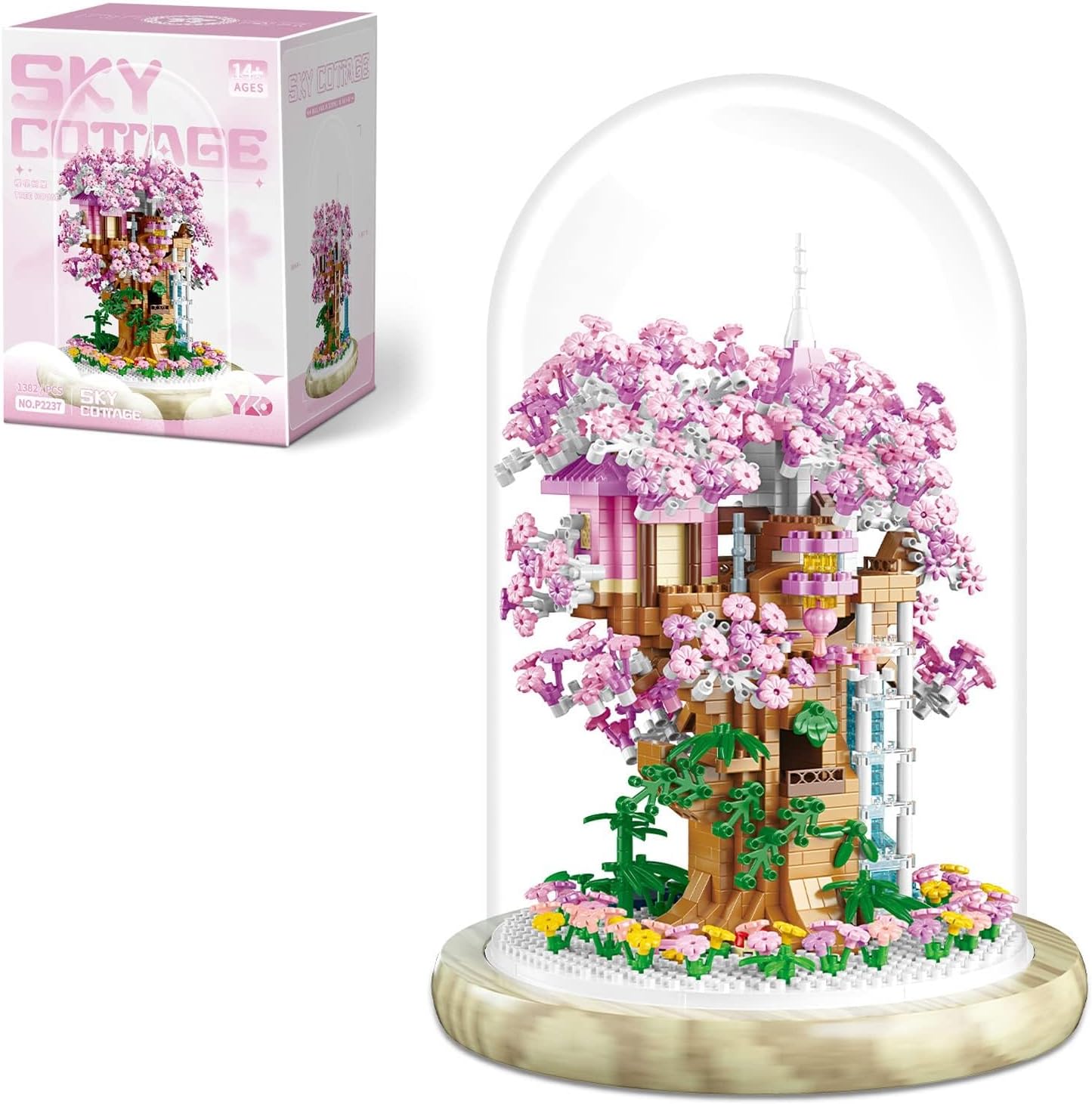 Cherry Blossom Bonsai Tree Building Blocks Set with Lights