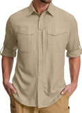 mixtiq Men's Sun Protection Safari Shirt - UPF 50+ Quick Dry