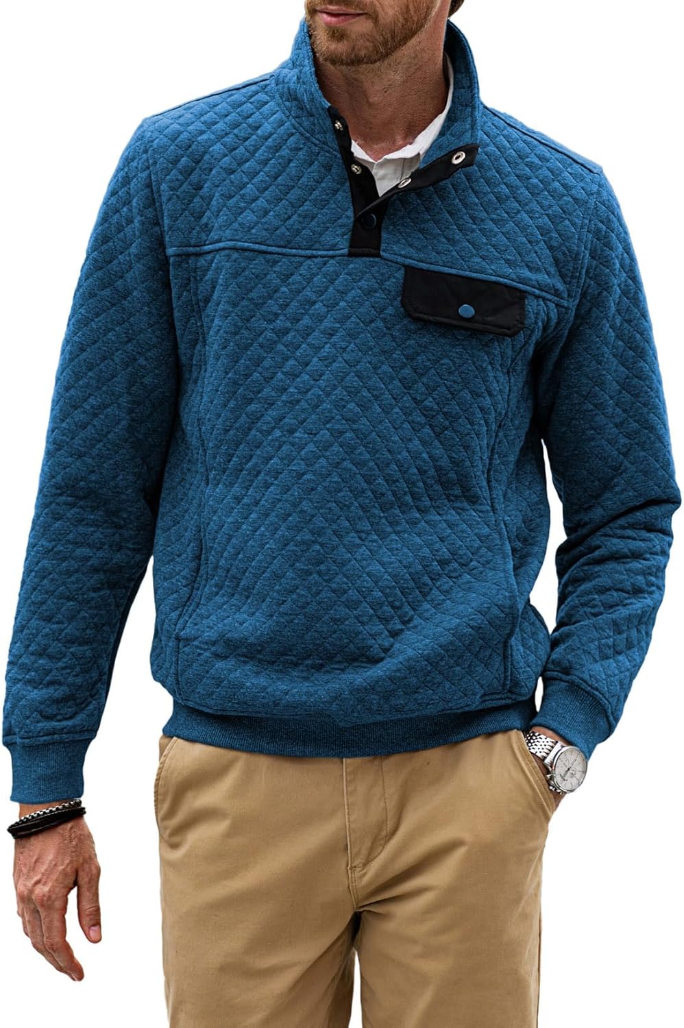 JMIERR Men's Quilted Sweatshirt for Casual Outdoor Style