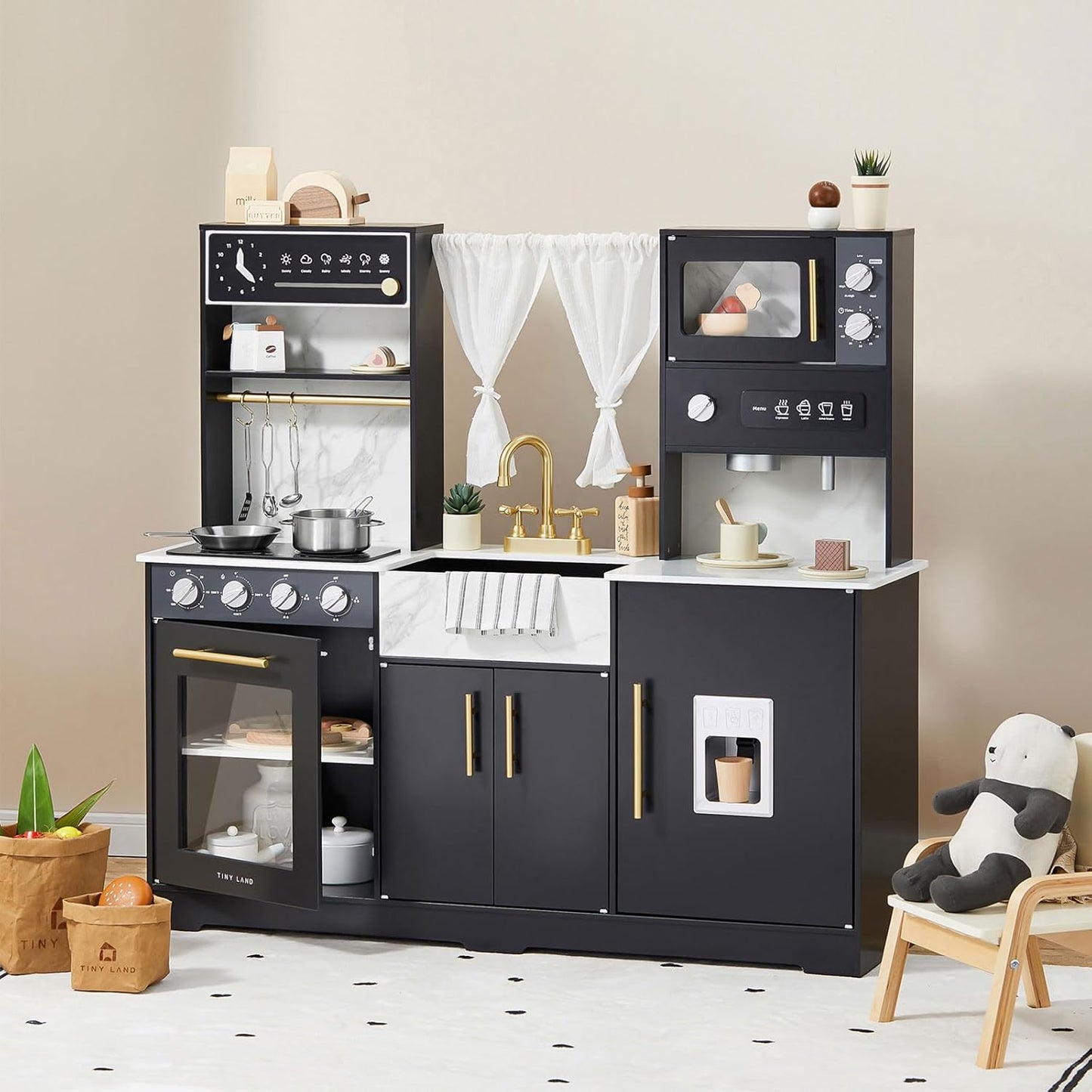 Tiny Land Play Kitchen for Kids - Realistic Wooden Toy Set