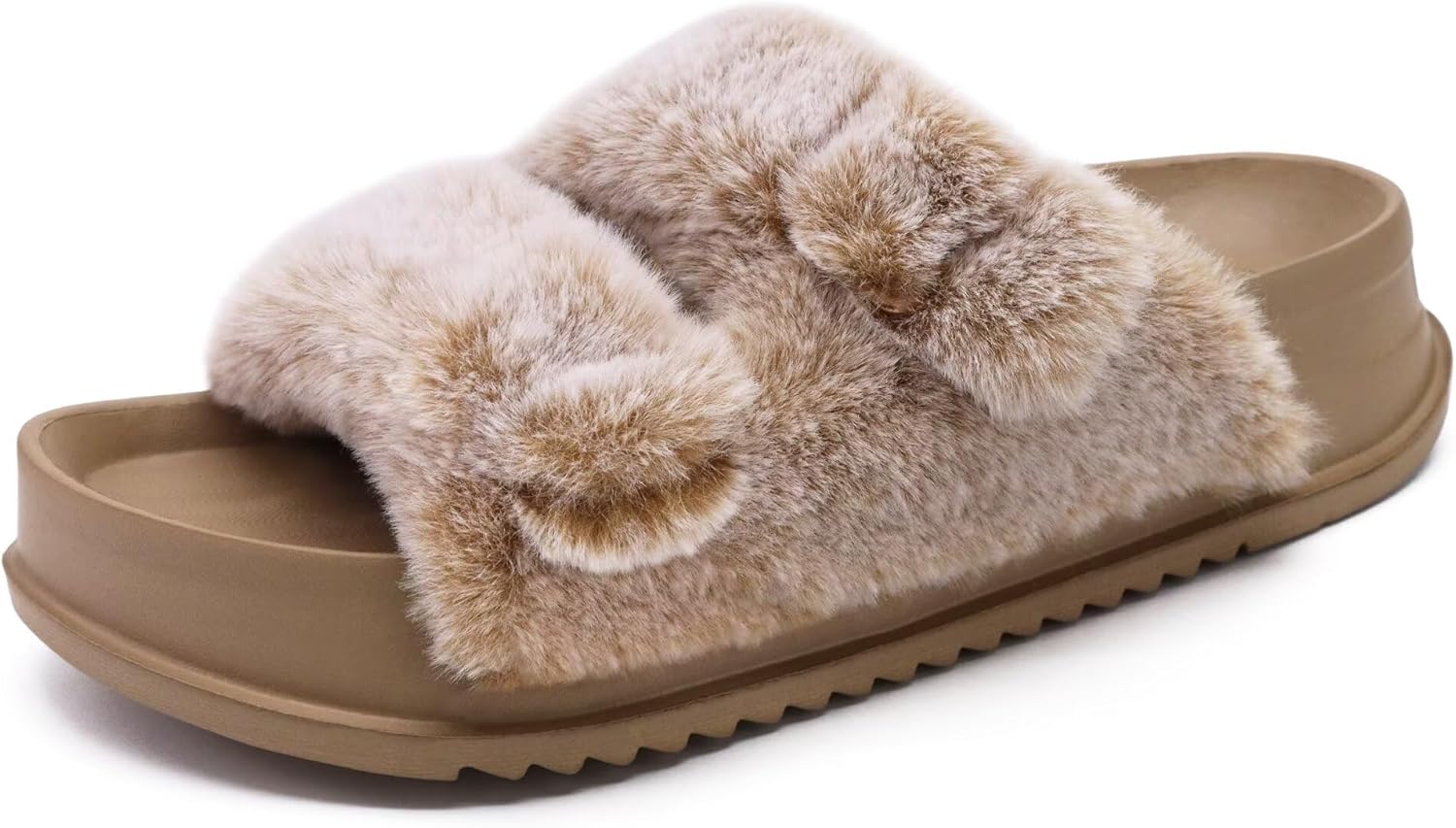 KuaiLu Women's Fluff Slippers with Arch Support for Comfort
