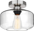 MAXvolador Semi Flush Mount Ceiling Light Brushed Nickel - Clear Glass
