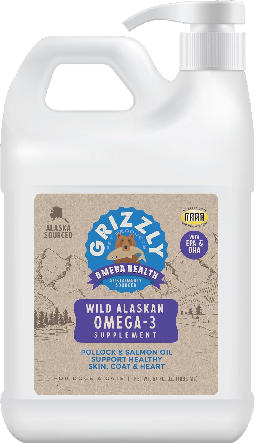 Grizzly Pet Products Omega Health Liquid Omega-3 Supplement for Pets