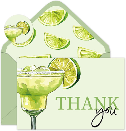 Whaline Margarita Thank You Cards Set - Lemon Cocktail Design