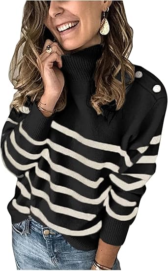 KIRUNDO Women's 2023 Fall Winter Long Sleeve Knit Sweater Turtleneck