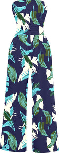 Women's Casual Summer Strapless Jumpsuit - Wide Leg Romper