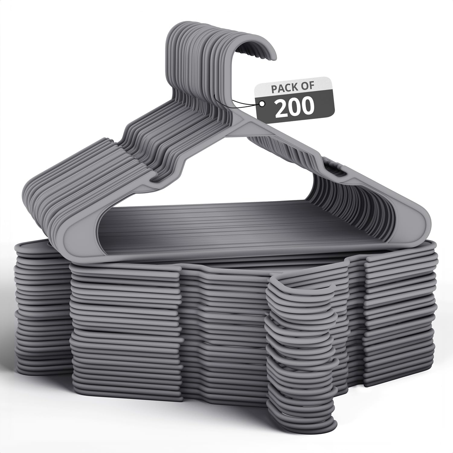 200 Pack Plastic Hangers for Shirts, Pants, and Dresses