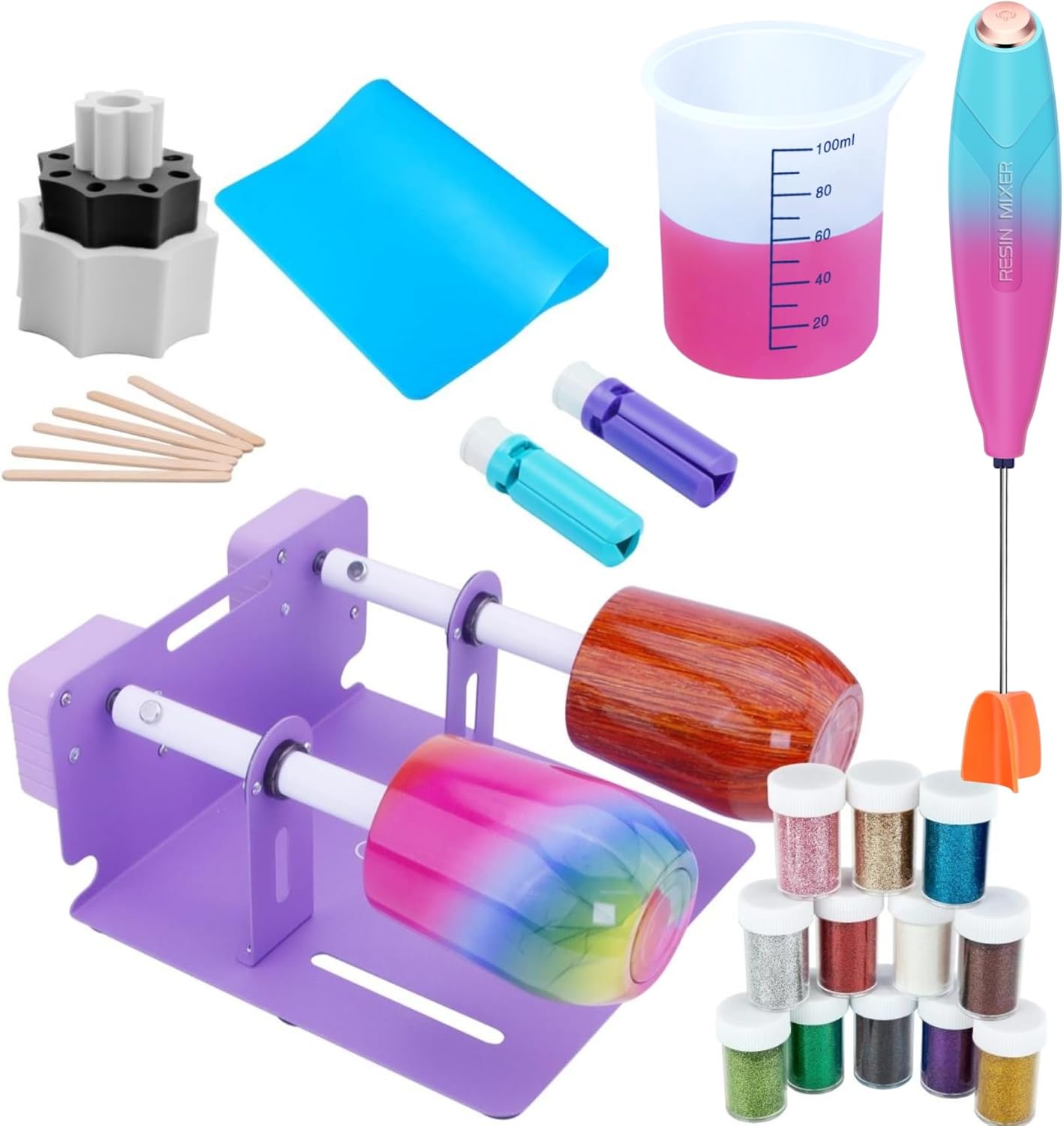 Double 2X Cup Turner for Crafts Tumblers - Efficient Mixer Kit