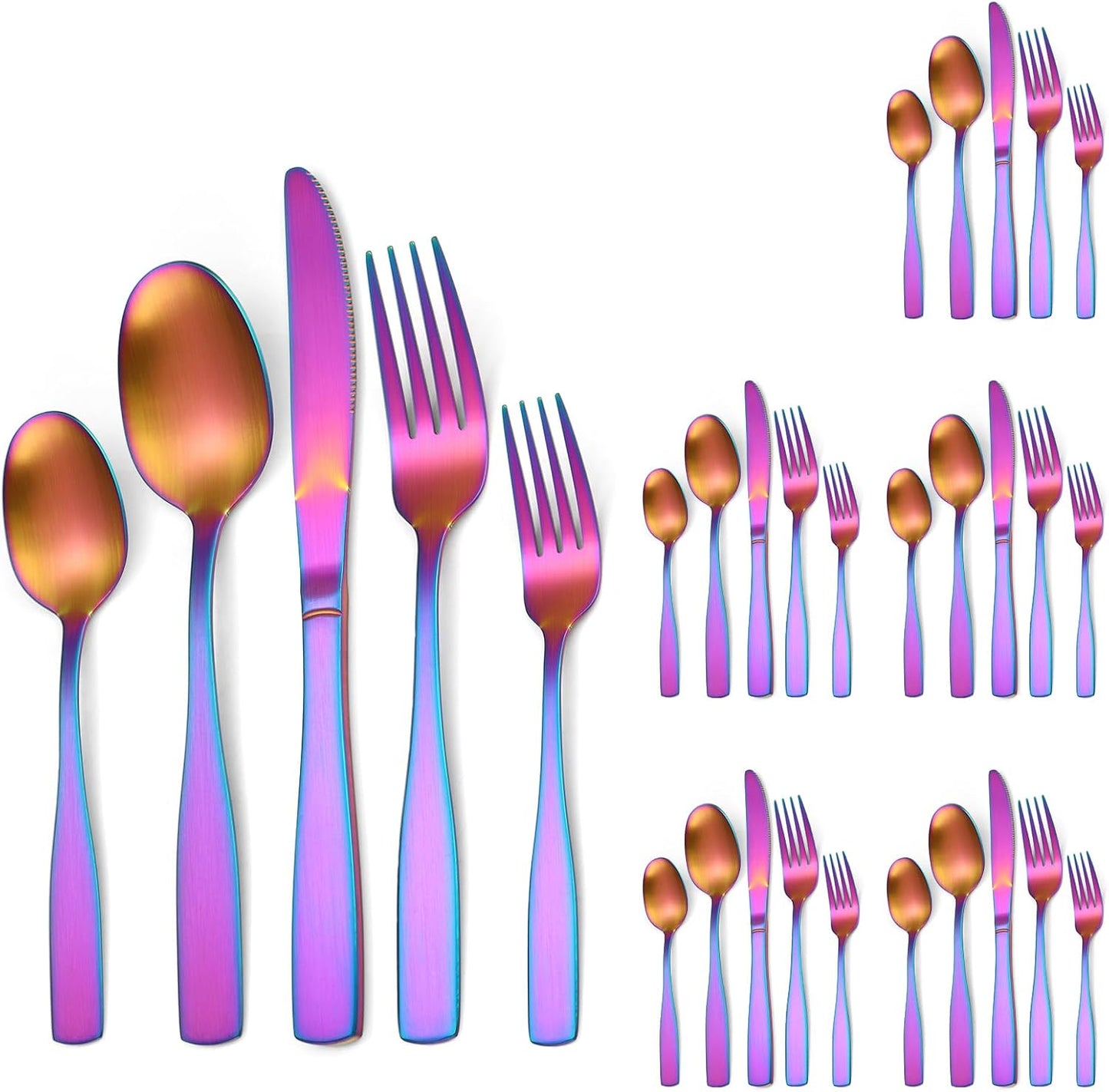 Rainbow Stainless Steel Flatware Set for 6 - 30 Pieces