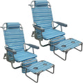 Backpack Beach Chair Aluminum 2 Pack with Table - Portable Lay Flat